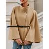 imageCicy Bell Womens Batwing Sleeve Poncho Pea Coats Oversized Belted Trendy Casual Stand Collar Cloak Cape CoatsKhaki