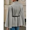 imageCicy Bell Womens Batwing Sleeve Poncho Pea Coats Oversized Belted Trendy Casual Stand Collar Cloak Cape CoatsLight Grey