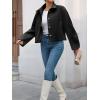imageCicy Bell Womens Cropped Pea Coat Casual Button Down Short Jackets Fall Winter OuterwearBlack