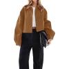 imageCicy Bell Womens Cropped Pea Coat Casual Button Down Short Jackets Fall Winter OuterwearCamel