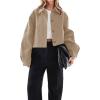 imageCicy Bell Womens Cropped Pea Coat Casual Button Down Short Jackets Fall Winter OuterwearKhaki