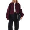 imageCicy Bell Womens Cropped Pea Coat Casual Button Down Short Jackets Fall Winter OuterwearWine Red