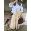 imageCicy Bell Womens Cropped Striped Button Down Shirts Ruffle 34 Length Sleeve Summer Tops Dressy Casual BlousesBlue