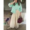 imageCicy Bell Womens Cropped Striped Button Down Shirts Ruffle 34 Length Sleeve Summer Tops Dressy Casual BlousesGreen