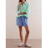 imageCicy Bell Womens Cropped Striped Button Down Shirts Ruffle 34 Length Sleeve Summer Tops Dressy Casual BlousesGreen