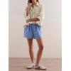 imageCicy Bell Womens Cropped Striped Button Down Shirts Ruffle 34 Length Sleeve Summer Tops Dressy Casual BlousesKhaki