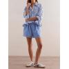 imageCicy Bell Womens Cropped Striped Button Down Shirts Ruffle 34 Length Sleeve Summer Tops Dressy Casual BlousesNavy
