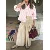 imageCicy Bell Womens Cropped Striped Button Down Shirts Ruffle 34 Length Sleeve Summer Tops Dressy Casual BlousesPink