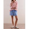 imageCicy Bell Womens Cropped Striped Button Down Shirts Ruffle 34 Length Sleeve Summer Tops Dressy Casual BlousesRed