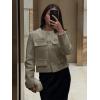 imageCicy Bell Womens Cropped Tweed Blazers Jacket Collarless Button Down Business Casual 2025 Fall Outfits Winter CoatsGrey