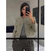 imageCicy Bell Womens Cropped Tweed Blazers Jacket Collarless Button Down Business Casual 2025 Fall Outfits Winter CoatsGrey
