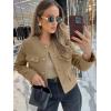 imageCicy Bell Womens Cropped Tweed Blazers Jacket Collarless Button Down Business Casual 2025 Fall Outfits Winter CoatsLight Brown