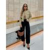imageCicy Bell Womens Cropped Tweed Blazers Jacket Collarless Button Down Business Casual 2025 Fall Outfits Winter CoatsLight Green