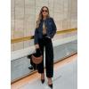 imageCicy Bell Womens Cropped Tweed Blazers Jacket Collarless Button Down Business Casual 2025 Fall Outfits Winter CoatsNavy