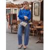 imageCicy Bell Womens Cropped Tweed Blazers Jacket Collarless Button Down Business Casual 2025 Fall Outfits Winter CoatsRoyal Blue