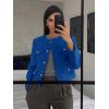 imageCicy Bell Womens Cropped Tweed Blazers Jacket Collarless Button Down Business Casual 2025 Fall Outfits Winter CoatsRoyal Blue