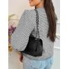 imageCicy Bell Womens Cropped Tweed Blazers Puff Short Sleeve Crew Neck Button Business Casual Suit JacketsBlack White