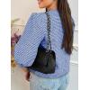 imageCicy Bell Womens Cropped Tweed Blazers Puff Short Sleeve Crew Neck Button Business Casual Suit JacketsBlue