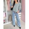 imageCicy Bell Womens Cropped Tweed Blazers Puff Short Sleeve Crew Neck Button Business Casual Suit JacketsGrey