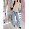 imageCicy Bell Womens Cropped Tweed Blazers Puff Short Sleeve Crew Neck Button Business Casual Suit JacketsKhaki