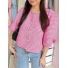 imageCicy Bell Womens Cropped Tweed Blazers Puff Short Sleeve Crew Neck Button Business Casual Suit JacketsPink