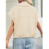 imageCicy Bell Womens Fall Oversized Vest Cropped Button Down Cap Sleeve Lapel Collar Jackets Casual Drawstring OuterwearBeige