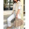imageCicy Bell Womens Fall Oversized Vest Cropped Button Down Cap Sleeve Lapel Collar Jackets Casual Drawstring OuterwearBeige