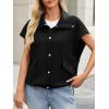 imageCicy Bell Womens Fall Oversized Vest Cropped Button Down Cap Sleeve Lapel Collar Jackets Casual Drawstring OuterwearBlack