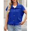 imageCicy Bell Womens Fall Oversized Vest Cropped Button Down Cap Sleeve Lapel Collar Jackets Casual Drawstring OuterwearBlue