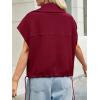 imageCicy Bell Womens Fall Oversized Vest Cropped Button Down Cap Sleeve Lapel Collar Jackets Casual Drawstring OuterwearBurgundy