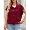 imageCicy Bell Womens Fall Oversized Vest Cropped Button Down Cap Sleeve Lapel Collar Jackets Casual Drawstring OuterwearBurgundy