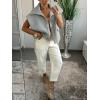 imageCicy Bell Womens Fall Oversized Vest Cropped Button Down Cap Sleeve Lapel Collar Jackets Casual Drawstring OuterwearGrey