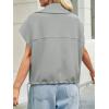 imageCicy Bell Womens Fall Oversized Vest Cropped Button Down Cap Sleeve Lapel Collar Jackets Casual Drawstring OuterwearGrey