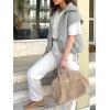 imageCicy Bell Womens Fall Oversized Vest Cropped Button Down Cap Sleeve Lapel Collar Jackets Casual Drawstring OuterwearGrey