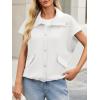 imageCicy Bell Womens Fall Oversized Vest Cropped Button Down Cap Sleeve Lapel Collar Jackets Casual Drawstring OuterwearWhite