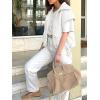 imageCicy Bell Womens Fall Oversized Vest Cropped Button Down Cap Sleeve Lapel Collar Jackets Casual Drawstring OuterwearWhite