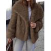 imageCicy Bell Womens Faux Fur Coat Winter Shaggy Casual Oversized Lapel Jackets Warm Fuzzy OuterwearBrown