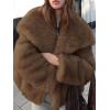 imageCicy Bell Womens Faux Fur Coat Winter Shaggy Casual Oversized Lapel Jackets Warm Fuzzy OuterwearBrown