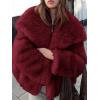 imageCicy Bell Womens Faux Fur Coat Winter Shaggy Casual Oversized Lapel Jackets Warm Fuzzy OuterwearBurgundy