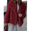 imageCicy Bell Womens Faux Fur Coat Winter Shaggy Casual Oversized Lapel Jackets Warm Fuzzy OuterwearBurgundy