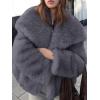 imageCicy Bell Womens Faux Fur Coat Winter Shaggy Casual Oversized Lapel Jackets Warm Fuzzy OuterwearDark Grey