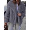 imageCicy Bell Womens Faux Fur Coat Winter Shaggy Casual Oversized Lapel Jackets Warm Fuzzy OuterwearDark Grey