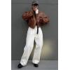 imageCicy Bell Womens Faux Leather Bomber Jackets Baseball Collar Zip Up Cropped Biker Coat with PocketsCaramel