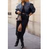 imageCicy Bell Womens Faux Leather Bomber Jackets Baseball Collar Zip Up Cropped Biker Coat with PocketsDark Blue