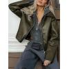 imageCicy Bell Womens Faux Leather Bomber Jackets Cropped Motorcycle Casual Coats Fall Trendy Zip Up OuterwearArmy Green