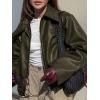 imageCicy Bell Womens Faux Leather Bomber Jackets Cropped Motorcycle Casual Coats Fall Trendy Zip Up OuterwearArmy Green