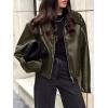 imageCicy Bell Womens Faux Leather Bomber Jackets Cropped Motorcycle Casual Coats Fall Trendy Zip Up OuterwearArmy Green
