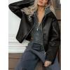 imageCicy Bell Womens Faux Leather Bomber Jackets Cropped Motorcycle Casual Coats Fall Trendy Zip Up OuterwearBlack