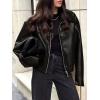 imageCicy Bell Womens Faux Leather Bomber Jackets Cropped Motorcycle Casual Coats Fall Trendy Zip Up OuterwearBlack
