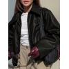 imageCicy Bell Womens Faux Leather Bomber Jackets Cropped Motorcycle Casual Coats Fall Trendy Zip Up OuterwearBlack